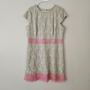 Danny & Nicole Beige Pink Lace Overlay Dress Women's Size 16